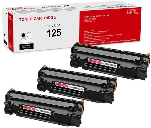 Main image of 3 Pack 125 3484B001AA Black Toner Cartridge: Compatible CRG 125 3484B001AA Replacement for Canon ImageCLASS LBP6030w ImageCLASS LBP6000 ImageCLASS MF3010 Printer