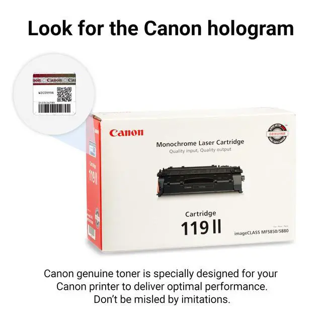 Alt view image 5 of 6 - Genuine 119 II Black Toner Cartridge Compatible with LBP250 Series, MF410 Series, MF5800 Series, MF5900 Series, MF6100 Series, LBP6300dn, LBP6600 Series