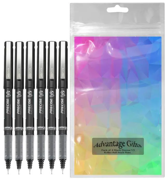 Alt view image 2 of 5 - Precise V5 Stick Rolling Ball Pens, Extra Fine Point (.5mm), Black Ink, 6-pk;