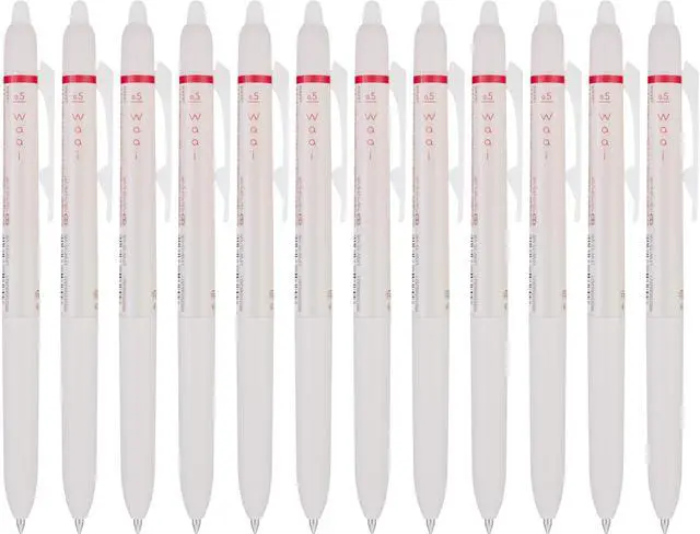 Main image of FriXion Waai Retractable & Refillable Erasable Gel Pens, Extra Fine Point 0.5 mm, Cherry Red Ink, 12 Count