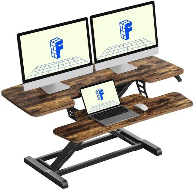 Main image of Standing Desk Converter 42" Extra Large Desk Riser, Spacious Desktop Riser Sit Stand Computer Workstation with Wide Keyboard Tray, Ergonomic Height Adjustable Stand Up Desk Converter, Black
