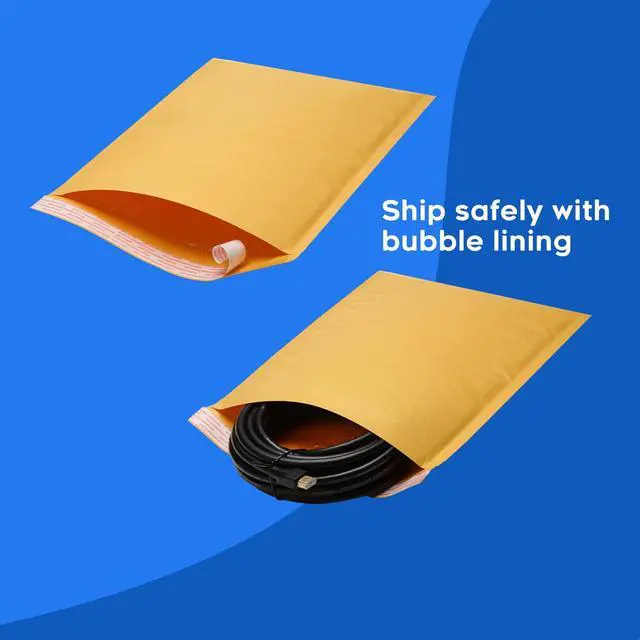 Alt view image 3 of 6 - 10.5x16 Kraft Bubble Mailers | 100 Padded Envelopes Included - Self Sealing Shipping Bags - #5