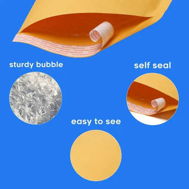 Alt view image 5 of 6 - 10.5x16 Kraft Bubble Mailers | 100 Padded Envelopes Included - Self Sealing Shipping Bags - #5