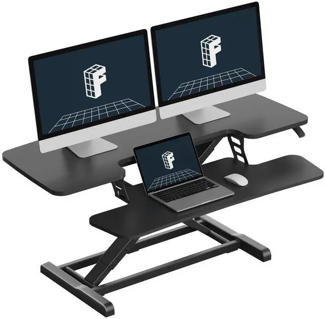 Main image of Standing Desk Converter 42", Extra Large Ergonomic Height Adjustable Sit Stand Desk Riser, Spacious Computer Workstation with Wide Keyboard Tray, Black