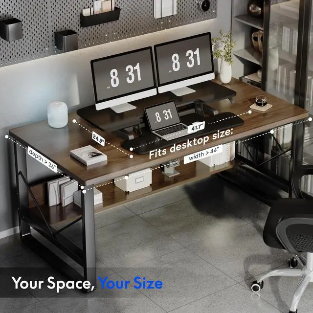 Alt view image 7 of 7 - Standing Desk Converter 42", Extra Large Ergonomic Height Adjustable Sit Stand Desk Riser, Spacious Computer Workstation with Wide Keyboard Tray, Black