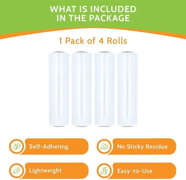 Alt view image 4 of 7 - PSBM Cast Hand Stretch Wrap Plastic Shrink Film 12" x 2000' 60 GA 4 Rolls | Heavy Duty up to 800% Ultimate Stretch Clear Plastic Wrap Industrial Strength Shrink Film for Moving, Packing & Shipping