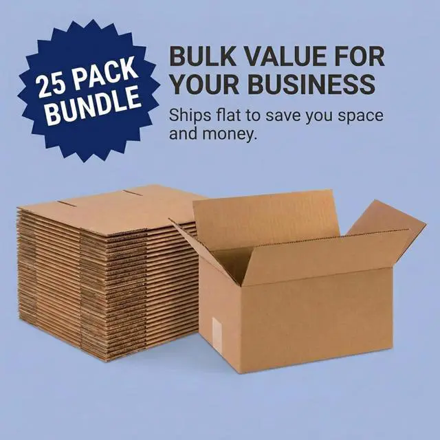 Alt view image 5 of 6 - Flat Corrugated Cardboard Shipping Boxes 10"L x 10"W x 2"H | Single-Wall Small Kraft Boxes for Moving, Packing and Storage (25 Pack)