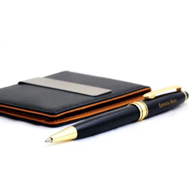 Alt view image 4 of 7 - Custom Engraved Pen & Money Clip Wallet Gift Set Personalized Ballpoint Pen with Refill, Luxury Gift Box for Men