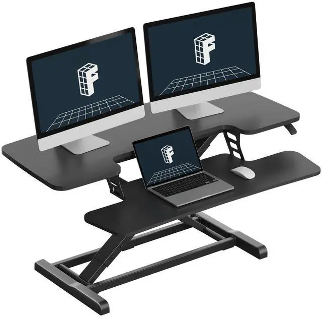 Main image of Standing Desk Converter 40" Large Desk Riser, Spacious Desktop Riser Sit Stand Computer Workstation with Wide Keyboard Tray, Ergonomic Height Adjustable Stand Up Desk Converter, Black