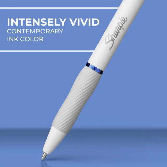 Alt view image 4 of 5 - S-Gel Pens, Pearl White Body, Medium (0.7mm) Point, Periwinkle Ink, 12 Count