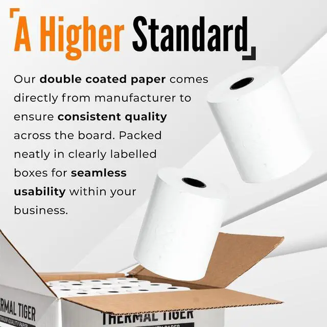 Alt view image 3 of 7 - 3 1/8" x 230' Thermal Receipt Paper Rolls (50 Rolls) BPA-Free, Universal POS Compatibility for Clover, Epson, & Verifone Crisp Printing & 5-Year Image Life