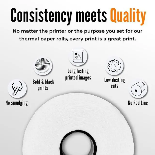 Alt view image 5 of 7 - 3 1/8" x 230' Thermal Receipt Paper Rolls (50 Rolls) BPA-Free, Universal POS Compatibility for Clover, Epson, & Verifone Crisp Printing & 5-Year Image Life