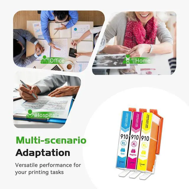 Alt view image 7 of 7 - 910XL 910 Color Ink Cartridges Combo Pack 3-Pack Replacement for HP 910XL | Ink 910 XL OfficeJet Pro 8015e 8025e 8028e 8035e 8020 8015 8025 8010 8035 8030 8028 8022 Printer(1Cyan/1Magenta/1Yellow)