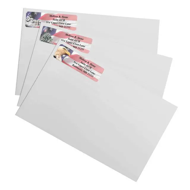 Alt view image 3 of 4 - American Liberty Assorted Designer Rolled Address Labels - 500 Labels per Roll - 2 1/2 Inches Long x 3/4 Inch High - Elegant Plastic Dispenser Included