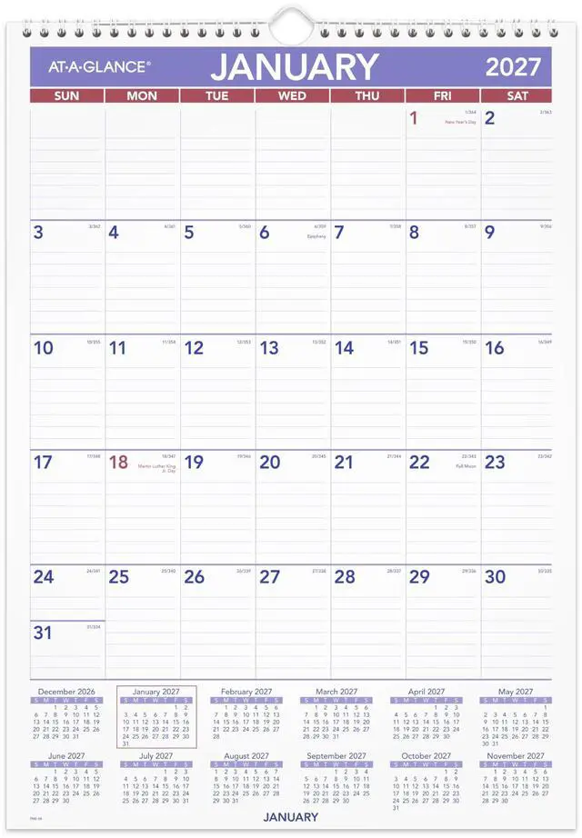 Main image of 2027 Wall Calendar, Monthly, 12" x 17" Planner, Ruled Daily Blocks (PM22827)