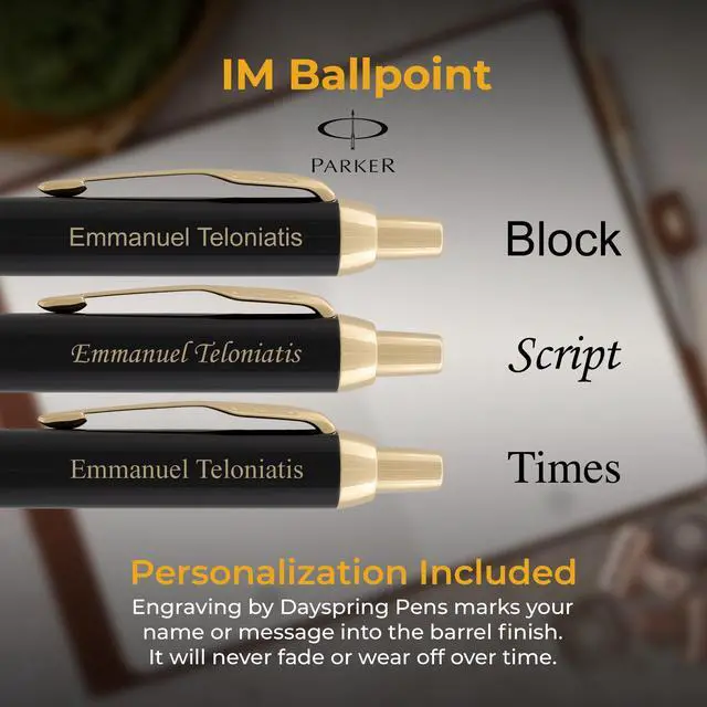 Alt view image 3 of 6 - Parker IM Personalized Ballpoint Pen in Black Lacquer with Gold Trim | Engraved Pen for Birthdays, New Job Celebrations, Graduation