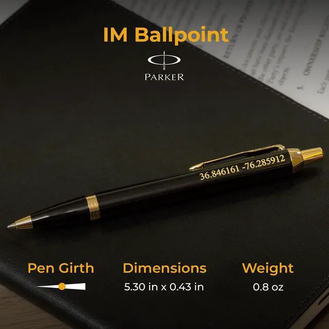 Alt view image 5 of 6 - Parker IM Personalized Ballpoint Pen in Black Lacquer with Gold Trim | Engraved Pen for Birthdays, New Job Celebrations, Graduation