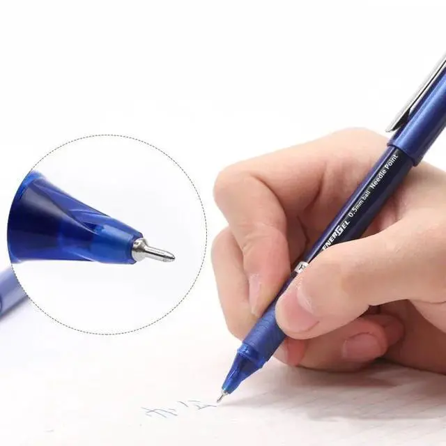 Alt view image 3 of 6 - ENER-GEL NV Liquid Gel Pen, 0.5mm, Fine Line Capped, Needle Tip, Blue Ink, Box of 12 (BLN25-C)