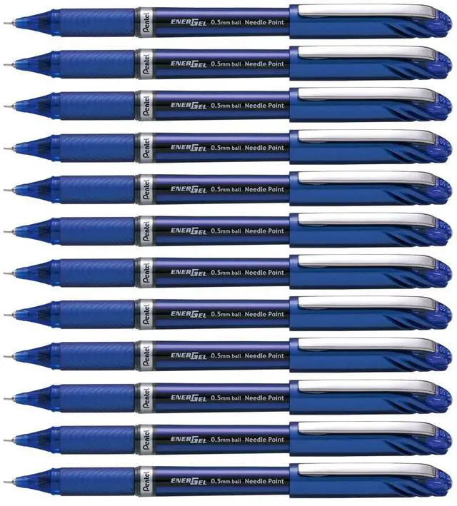 Main image of ENER-GEL NV Liquid Gel Pen, 0.5mm, Fine Line Capped, Needle Tip, Blue Ink, Box of 12 (BLN25-C)