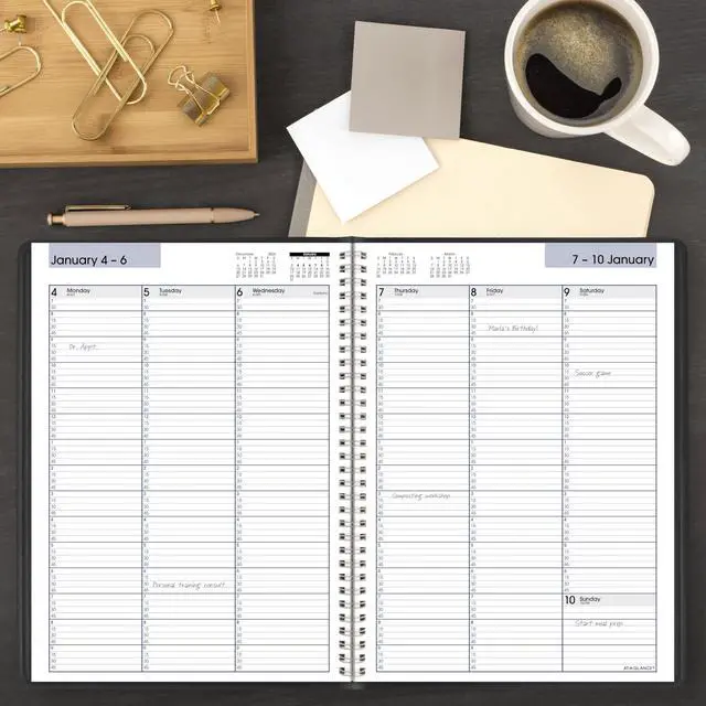Alt view image 2 of 7 - 2027 Appointment Book Planner, Weekly, 8" x 11", Quarter-Hourly, DayMinder, Black (G5200027)