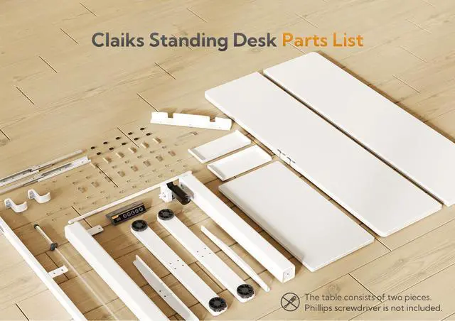 Alt view image 7 of 7 - Electric Standing Desk 48x24 with Keyboard Tray White | Splice board desktop, 28.3-46.5 inch height range, 176 lbs capacity, 3 memory presets, quiet motor