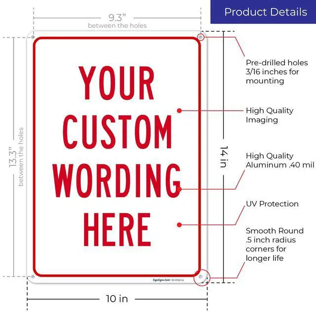 Alt view image 3 of 7 - Custom Sign, Personalized Metal Signs, Customize for Office, Business, | Workplace, office, Home, Delivery Signs, 10x14 Inches, Rust Free