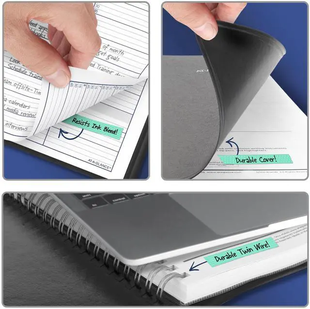 Alt view image 4 of 7 - 2027 Appointment Book Planner, Weekly, 8" x 11", Quarter-Hourly, DayMinder, Black (G5200027)