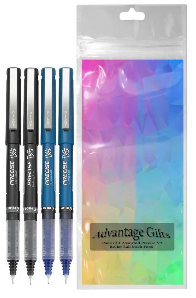 Alt view image 2 of 7 - Precise V5 Stick Rolling Ball Pens, Extra Fine Point (.5mm), Assorted Colors Black/Blue Ink, 4-pk;