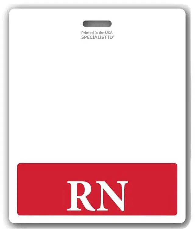 Main image of Bulk 20 Pack - Oversized RN Badge Buddy - Horizontal Extra Large Badge Buddies for Registered Nurses - 3 3/8 X 4 1/8 Role Identification Badge Backer Card - USA Printed by (Red)