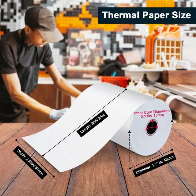 Alt view image 2 of 7 - (150 Rolls) Thermal Receipt Paper 2 1/4 x 85 - BPA-Free Credit Card Machine Paper Rolls for POS Systems, Compatible with Square Terminal, Clover Flex and More