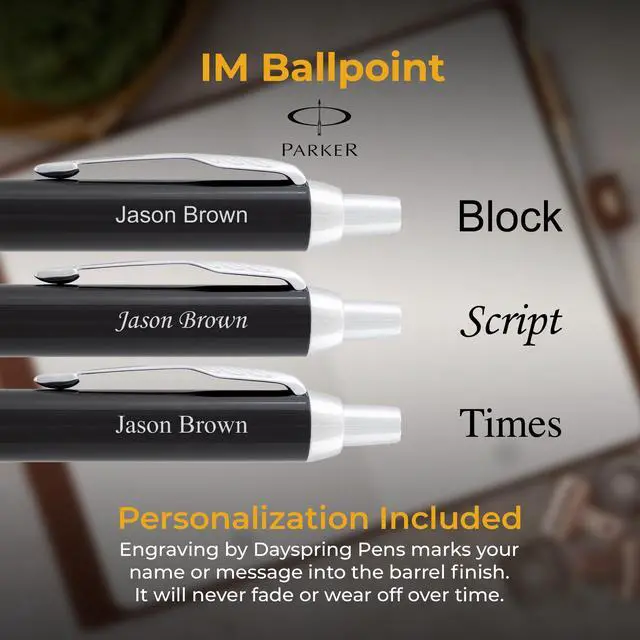 Alt view image 3 of 6 - Parker IM Personalized Ballpoint Pen in Black Lacquer with Chrome Trim | Engraved Pen for Graduation, Retirement, Executives, Career Advancement, Parker Gift Box Included