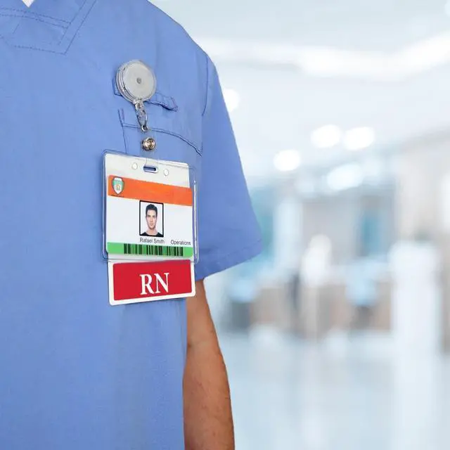 Alt view image 5 of 7 - Bulk 20 Pack - Oversized RN Badge Buddy - Horizontal Extra Large Badge Buddies for Registered Nurses - 3 3/8 X 4 1/8 Role Identification Badge Backer Card - USA Printed by (Red)