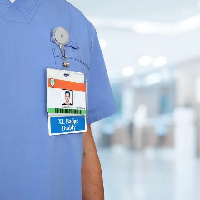 Alt view image 5 of 7 - Bulk 20 Pack - Oversized RN Badge Buddy - Horizontal Extra Large Badge Buddies for Registered Nurses - 3 3/8 X 4 1/8 Role Identification Badge Backer Card - USA Printed by (Teal)