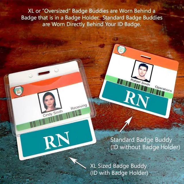 Alt view image 6 of 7 - Bulk 20 Pack - Oversized RN Badge Buddy - Horizontal Extra Large Badge Buddies for Registered Nurses - 3 3/8 X 4 1/8 Role Identification Badge Backer Card - USA Printed by (Teal)
