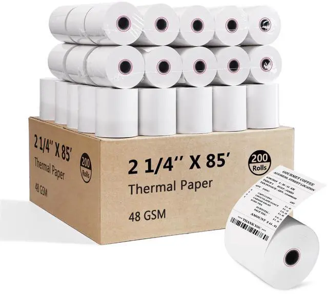 Main image of (200 Rolls)2 1/4 x 85 Thermal Paper Rolls 48GSM BPA FREE Receipt Rolls Thermal Teceipt Paper 2 1/4 85 Thermal Printer Paper Compatible with Printers, POS Cash Register,Credit Card