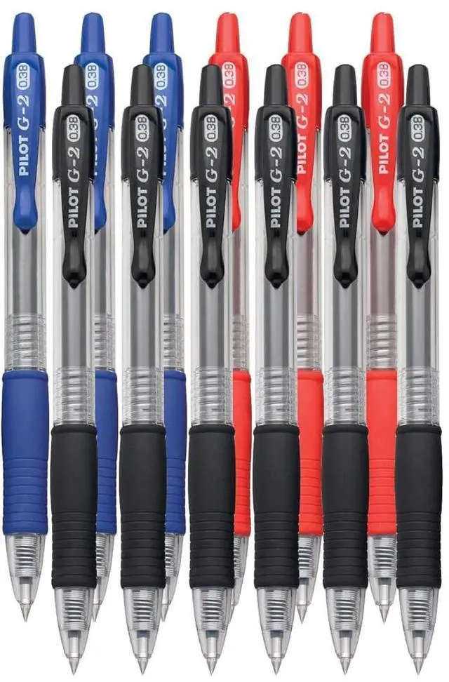 Main image of G2 Retractable Premium Gel Ink Roller Ball Pens Ultra Fine Point (.38mm) Black/Blue/Red Ink 12 pack; Refillable & Premium Comfort Grip