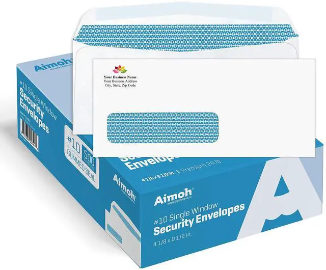 Main image of 500#10 Custom Printed Single Left Window Envelopes - Text and Logo Customization - Gummed Closure - Size 4-1/8x9-1/2 Inches -24LB-500 Count (7-35310)