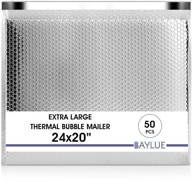 Main image of Thermal Insulated Mailers 20x24, Cold Shipping Envelopes, 50 Pack | Keeps Contents Cold, Self-Seal Closure, Cushioned Protection, Tear-Resistant Foil, Bulk Pack