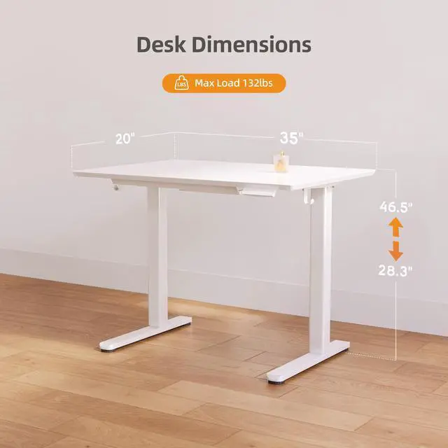 Alt view image 3 of 7 - Glass Standing Desk with Drawers 35x20 Inch Super White | Tempered Glass Top, Ergonomic, 3 Memory Presets, Adjustable Height, Stand Up Desk