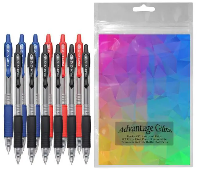 Alt view image 2 of 7 - G2 Retractable Premium Gel Ink Roller Ball Pens Ultra Fine Point (.38mm) Black/Blue/Red Ink 12 pack; Refillable & Premium Comfort Grip
