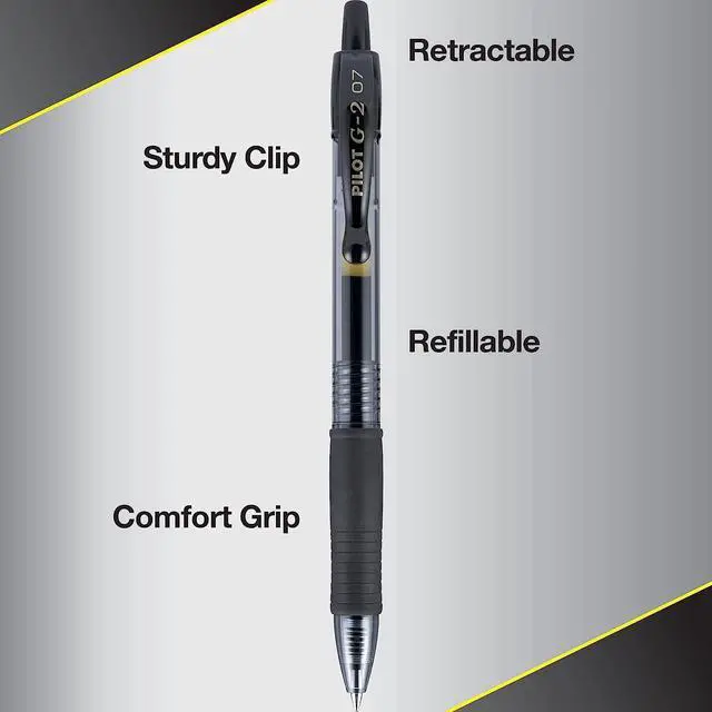 Alt view image 5 of 7 - G2 Retractable Premium Gel Ink Roller Ball Pens Ultra Fine Point (.38mm) Black/Blue/Red Ink 12 pack; Refillable & Premium Comfort Grip