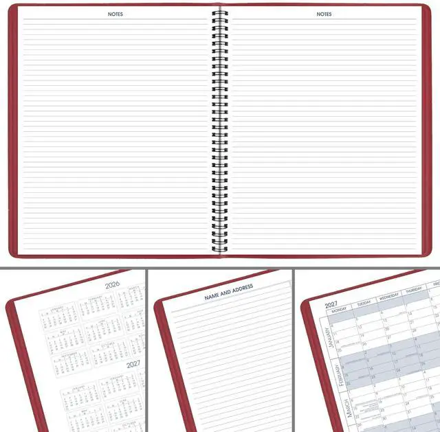 Alt view image 6 of 7 - 2027 Planner, Monthly, 15-Month Jan-Mar, 9" x 11", Unruled Daily Blocks, Red (702501327)