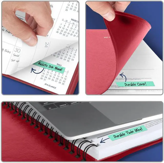 Alt view image 5 of 7 - 2027 Planner, Monthly, 15-Month Jan-Mar, 9" x 11", Unruled Daily Blocks, Red (702501327)