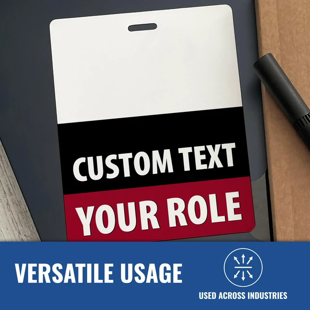 Alt view image 5 of 7 - Custom Double Role Badge Buddy - (50 pcs) Multiple Colors and Fonts to Choose - Horizontal Oversized - Print On Both Sides - Real Thick Plastic Card (Like Credit Cards)