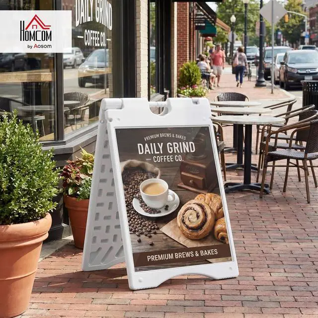 Alt view image 2 of 7 - A Frame Sandwich Board Signs Outdoor Weighted Tank 22" x 28" White | Sidewalk Sign, Weatherproof Design