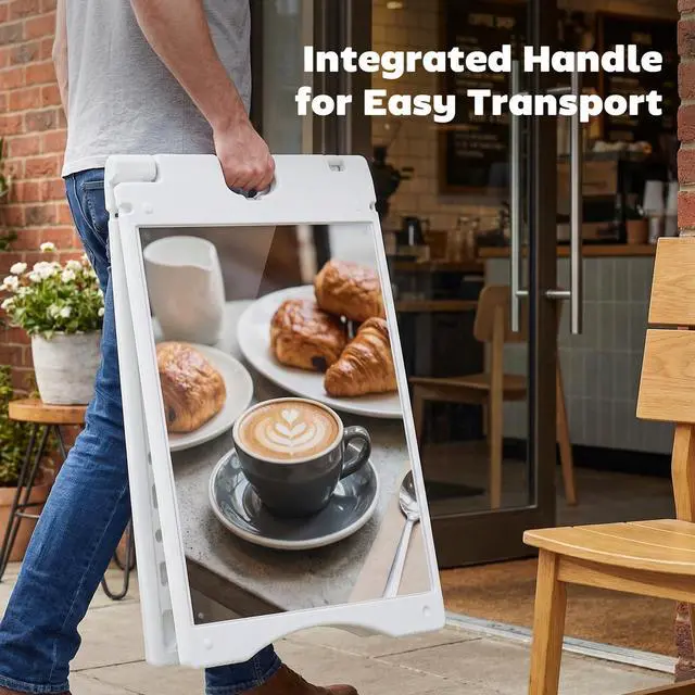 Alt view image 5 of 7 - A Frame Sandwich Board Signs Outdoor Weighted Tank 22" x 28" White | Sidewalk Sign, Weatherproof Design