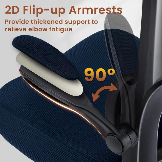 Alt view image 7 of 7 - Drafting Office Chair - Ergonomic Tall Office Chair with Adjustable Footrest Ring - Counter Height Adjustable Rolling Standing Desk Chair with Lumbar Support and Flip-up Armrests for Home