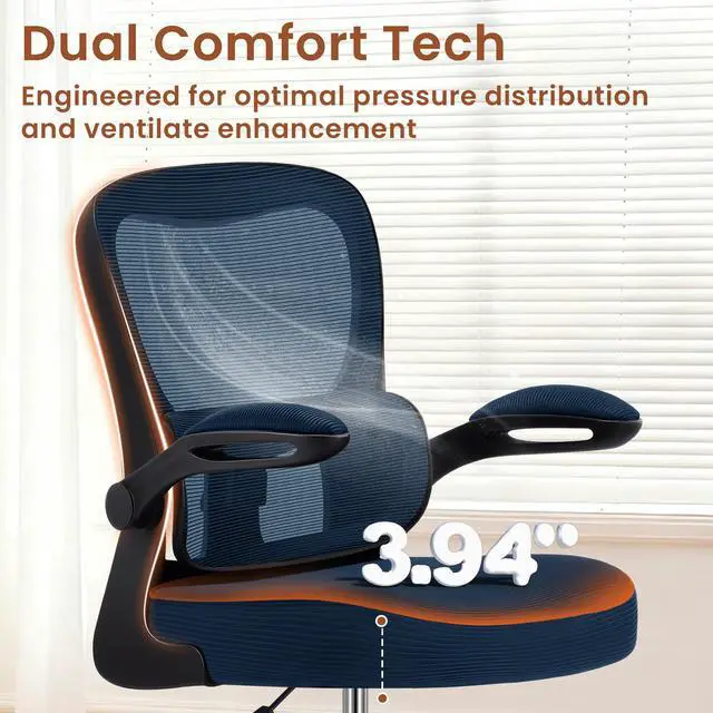 Alt view image 6 of 7 - Drafting Office Chair - Ergonomic Tall Office Chair with Adjustable Footrest Ring - Counter Height Adjustable Rolling Standing Desk Chair with Lumbar Support and Flip-up Armrests for Home