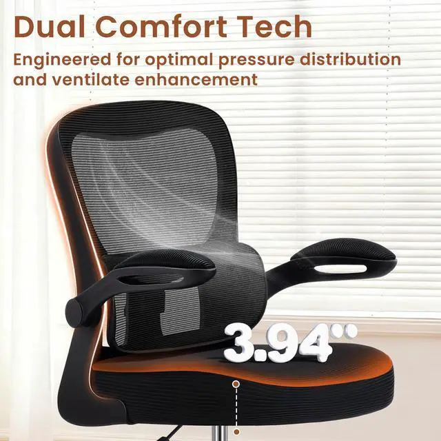 Alt view image 6 of 7 - Drafting Office Chair - Ergonomic Tall Office Chair with Adjustable Footrest Ring - Counter Height Adjustable Rolling Standing Desk Chair with Lumbar Support and Flip-up Armrests for Home