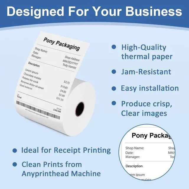 Alt view image 4 of 7 - 50 Rolls Thermal Receipt Paper Rolls 2 1/4 X 200, Fits All Pos Cash Registers, BPA Free Thermal Paper Rolls For Clover POS Cash Register Printers,Thermal Paper Receipt Roll By